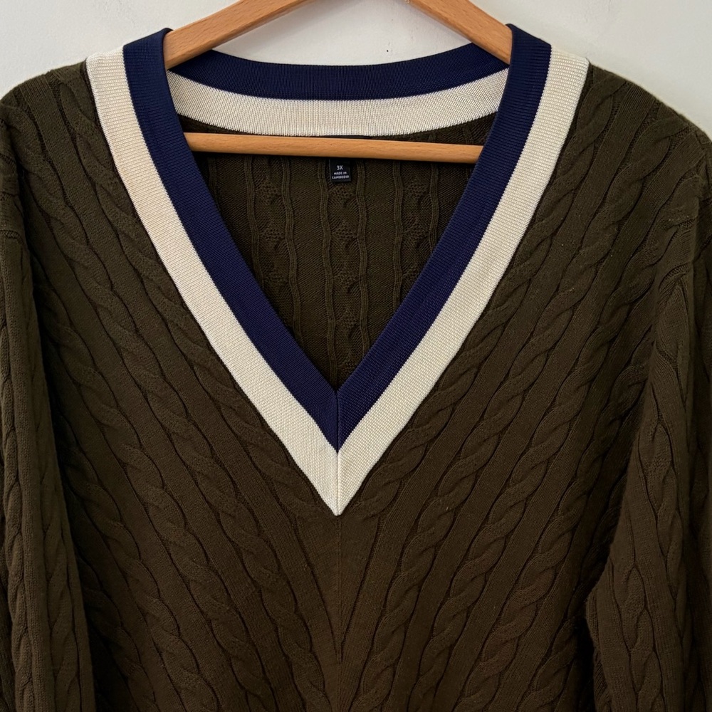 Talbots Chevron Cable Knit V-neck Sweater Size 3X - Picture 3 of 11